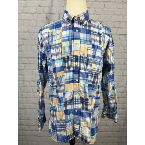 Brooks Brothers Regent Patch Work Plaid Men Large Long Sleeve Button Down Shirt - Picture 3 of 9